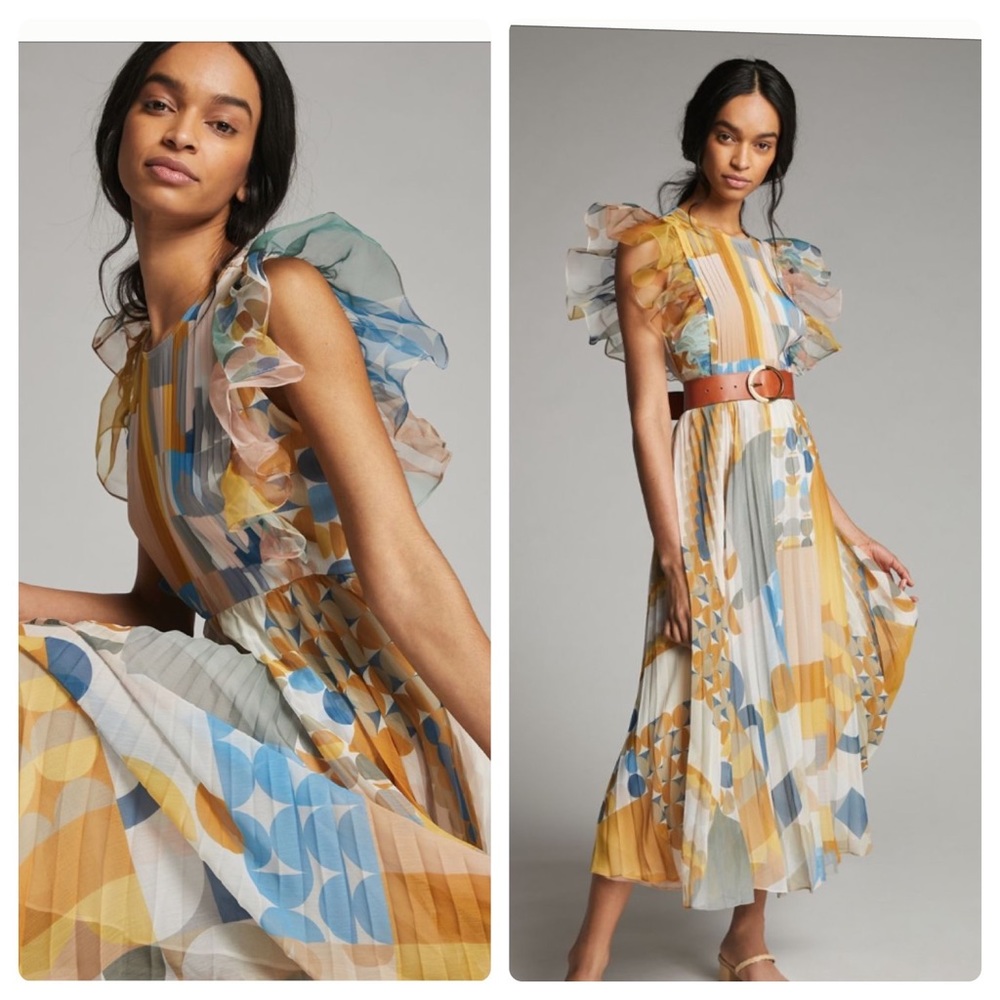 Anthropologie PANKAJ & NIDHI  Norma pleated maxi dress